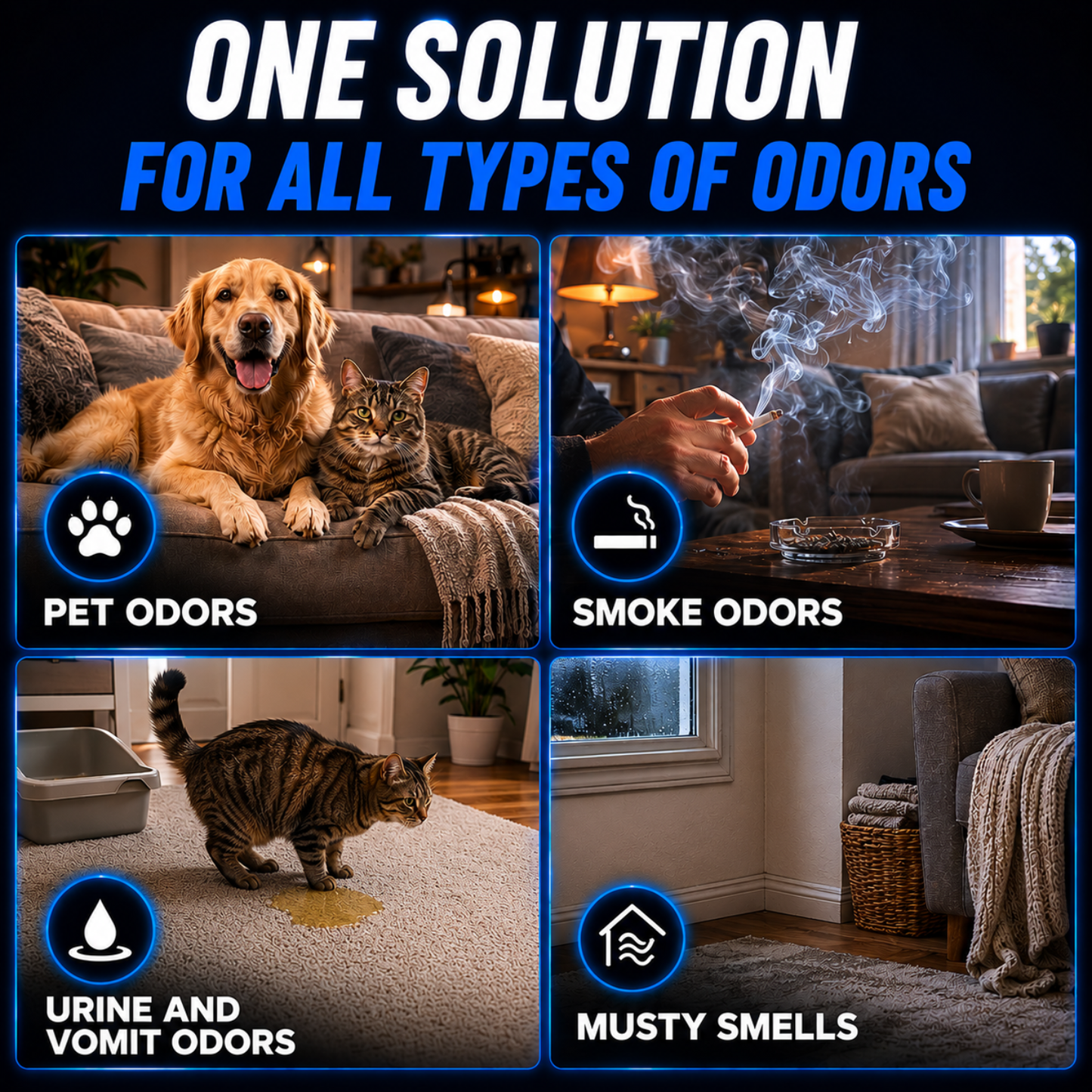 Ultimate Home Odor Removal System - Professional Grade Odor Eliminator Kit